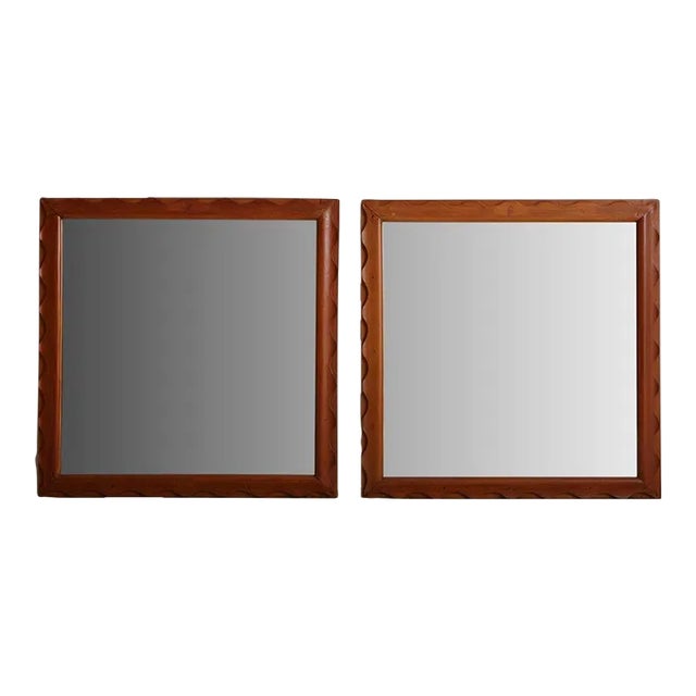 Wood Frame Squiggle Mirror, Italy 1970s For Sale