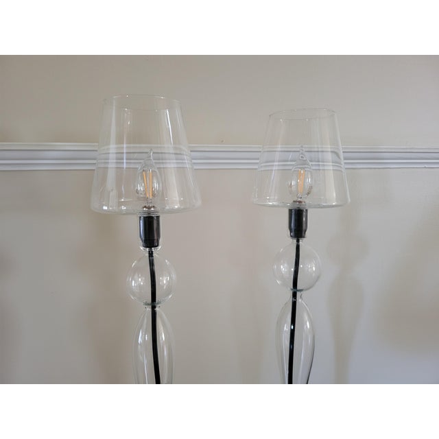 Les Héritiers Hand-Blown Glass Lamps - a Pair For Sale - Image 10 of 11