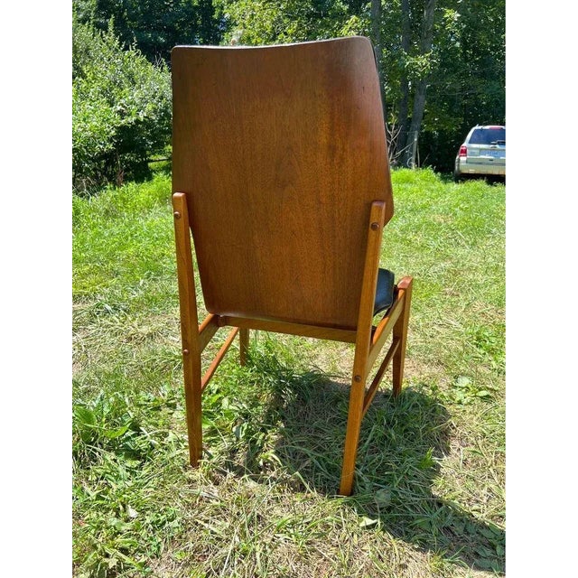 Set of 4 Lane First 1st Edition Arne Vodder Style Walnut and Vinyl Highback Dining Chairs For Sale - Image 9 of 13