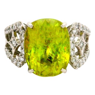 10.09 Carat Sphene Diamond Platinum Ring, Size 5.75 For Sale