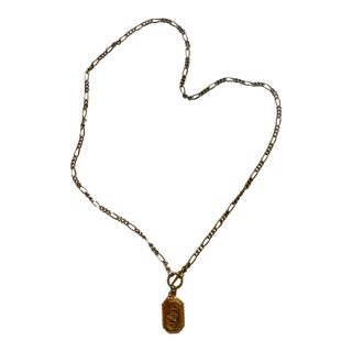 Victorian Style Gold Locket on Long Link Chain For Sale