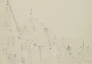 H. Christiansen, House Gables in Bad Wimpfen, 1922, Pencil