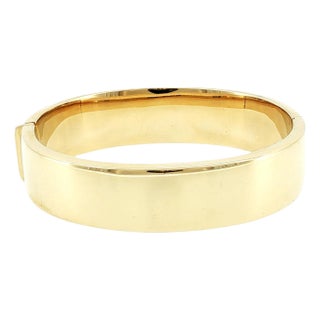 Late 20th-Century 14k Yellow Gold Italian Hinged Bracelet For Sale