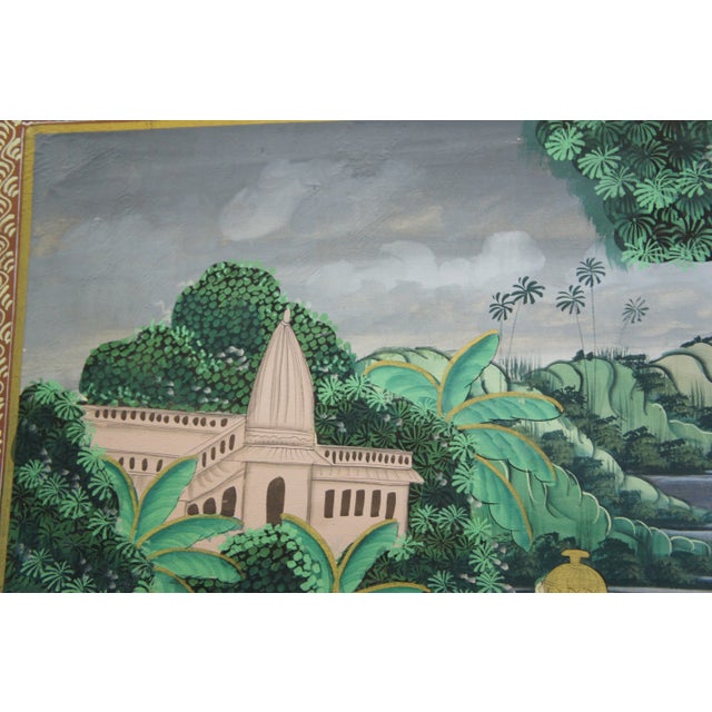Textile Monumental Indian Pichhwai Radha Krishna Gopis Painting Silk Garden Peacock 68" For Sale - Image 7 of 13