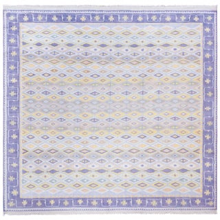 Doris Leslie Blau Vintage Indian Dhurrie Geometric Gray Flatweave Cotton Carpet For Sale