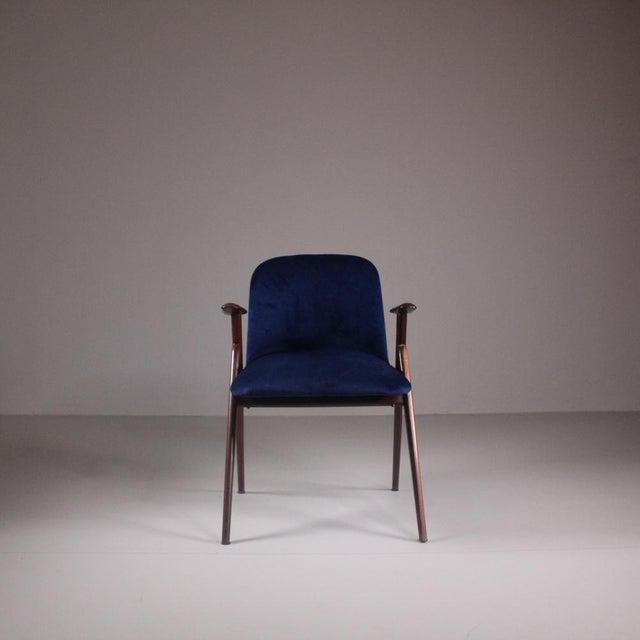 Set of Vintage Blue Velvet Chairs For Sale - Image 9 of 15