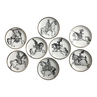 “Cavalieri” Porcelain Coasters by Piero Fornasetti - Set of 8 For Sale