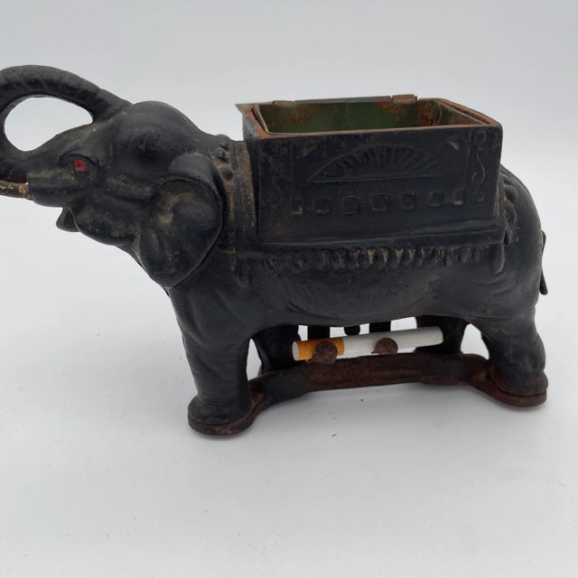 Art Deco Cast Iron Elephant Cigarettes Holder and Dispenser For Sale - Image 6 of 7