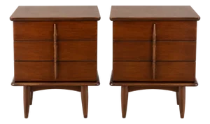 Mid Century United Walnut Nightstands- Pair