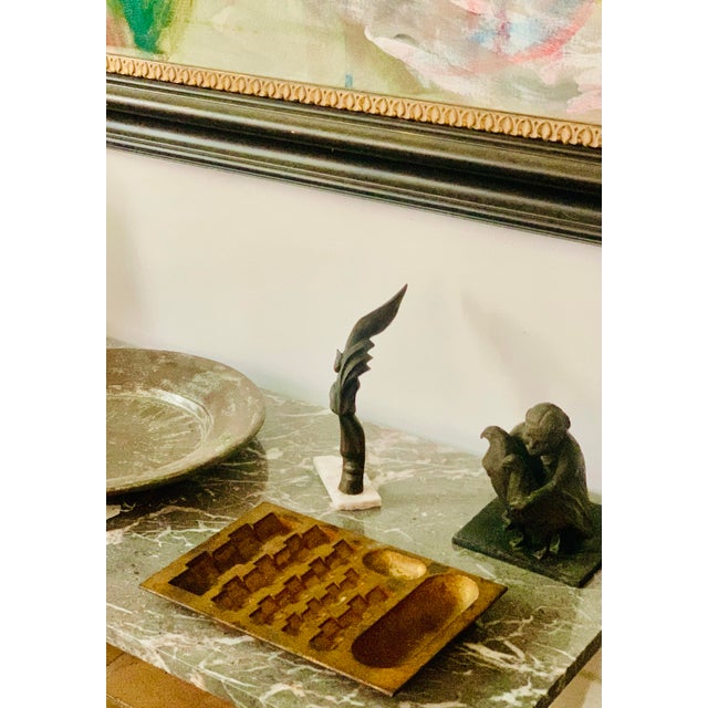 1891 Antique Brutalist, Industrial Lamson Metal With Brass Finish Coin Changer Tray, Vide Poche, Sculpture For Sale - Image 12 of 12