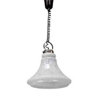 Mid-Century Czechoslovak Glass Pendant Lamp with Marbled Shade, 1970s For Sale