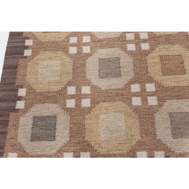 Mid-Century Modern Doris Leslie Blau Vintage Swedish Flat Weave Rug by Rakel Carlander For Sale - Image 3 of 8