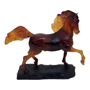 2001 Daum France Amber Paté De Verre Glass Art Horse Figurine.