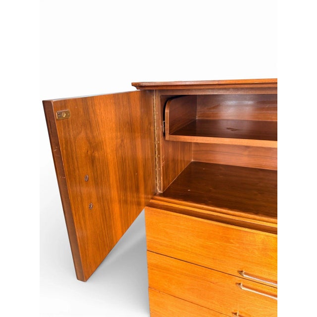 Young Manufacturing Mid Century Walnut Highboy Dresser, Attributed For Sale - Image 10 of 13