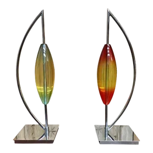 Modernist Chrome and Lucite Sculptures - a Pair