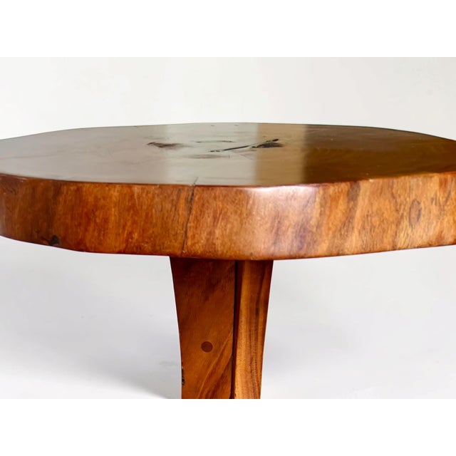 Mesquite Slab Top Side Table With Tripod Walnut Base by Michael Maximo For Sale - Image 6 of 10