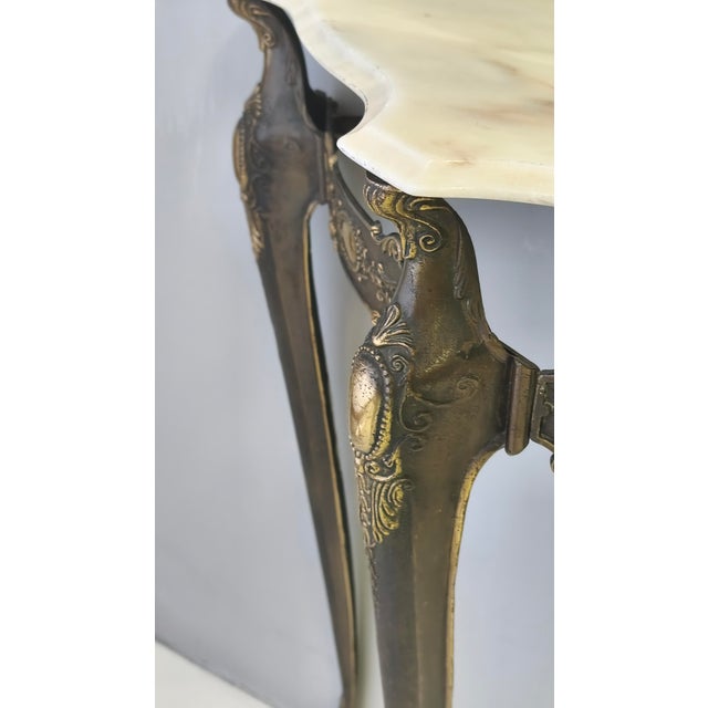 Mid-Century Bronze Console Table with Portuguese Pink Marble Top, 1960s For Sale - Image 11 of 13
