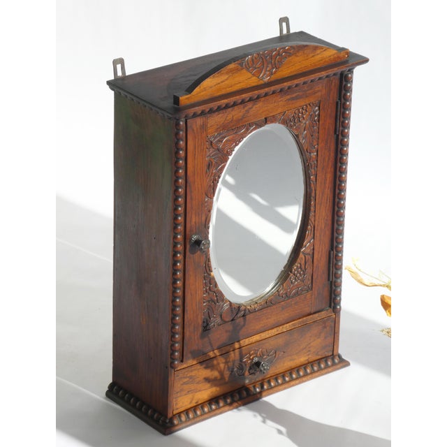 Small Art Deco Dark Wooden Mirror Cabinet, 1920s For Sale - Image 10 of 11