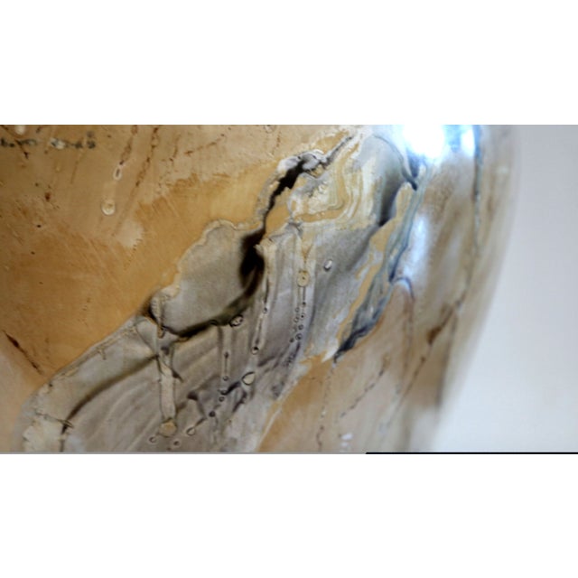 Tangerine Vintage Mid 20th Century Marbelized Glass Table Lamp and Shade For Sale - Image 8 of 13