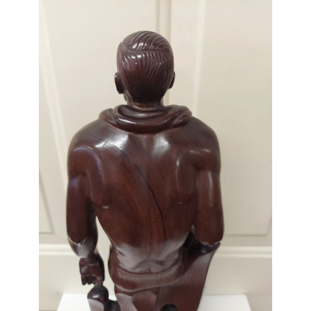 Buster Crabbe Vintage Hand Carved Rosewood Sculpture For Sale - Image 9 of 12