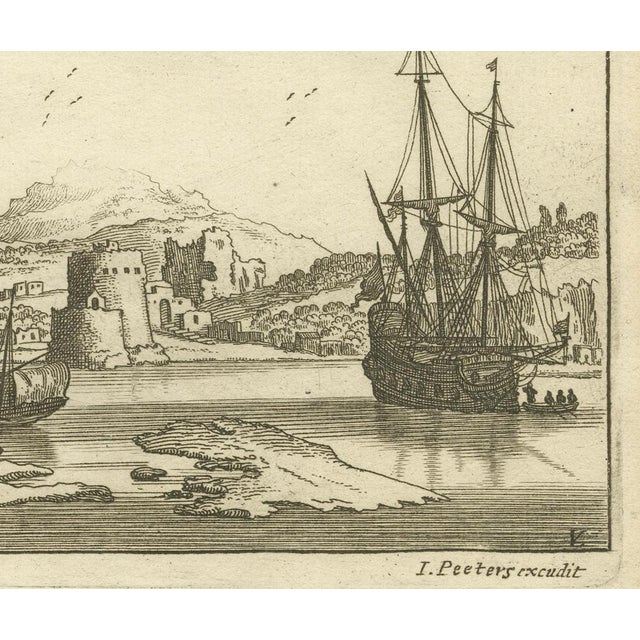 Peeters, View of Fanar in the Aegean Archipelago with Bridge and Ships, 1680, Print For Sale - Image 4 of 6