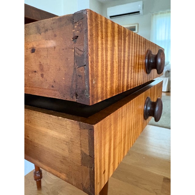 19th Century Sheraton Two Drawer Drop Leaf Side Table Mahogany/Tiger Maple Wood For Sale - Image 10 of 10