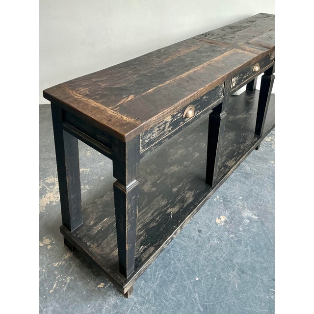 Vintage Patinated Long Console Table For Sale In West Palm - Image 6 of 13