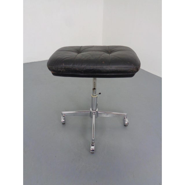 1960s Rollable and Adjustable Leather Stool, Germany, 1960s For Sale - Image 5 of 18