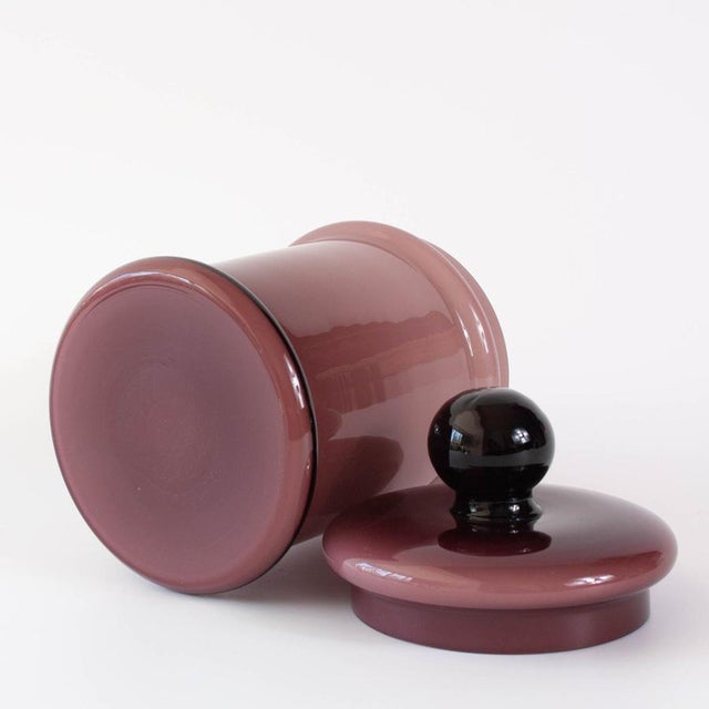 Purple Vintage Portuguese Purple Opaline Glass Jar with Lid, 1960s For Sale - Image 8 of 12