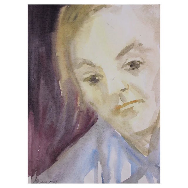 Dzidra Ezergaile, Portrait, 1960s, Watercolor on Paper For Sale