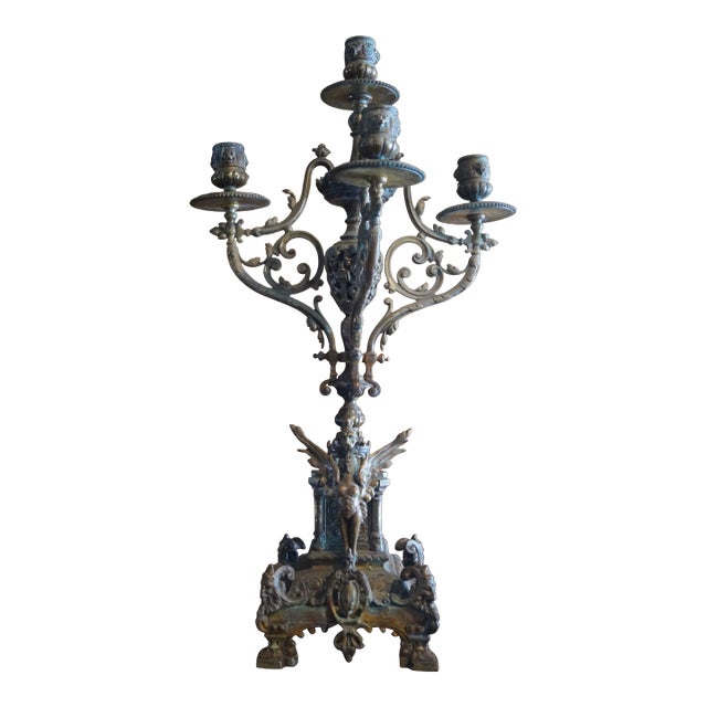 19th Century French Bronze Ornate Candelabra For Sale