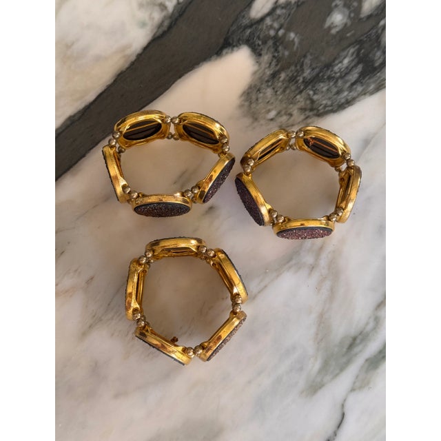 Early 21st Century LastCHANCE!Vintage Kim Seybert Harlequin Napkin Rings - Set of 3 For Sale - Image 5 of 12