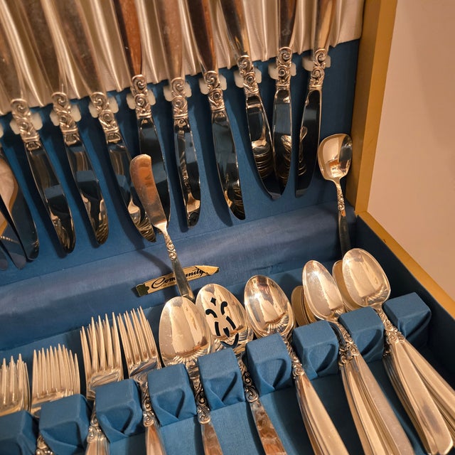 Metal Complete 12 Places Settings Plus Extras South Seas Art Nouveau Silverplate Flatware - Set of 73 For Sale - Image 7 of 16