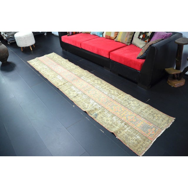Turkish Vintage Distressed Boho Turkish Runner For Sale - Image 3 of 11