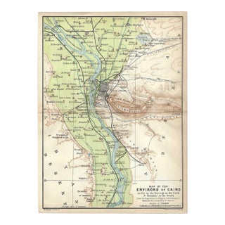 Antique Map of Cairo Egypt and Surrounding Area For Sale