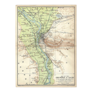 Antique Map of Cairo Egypt and Surrounding Area