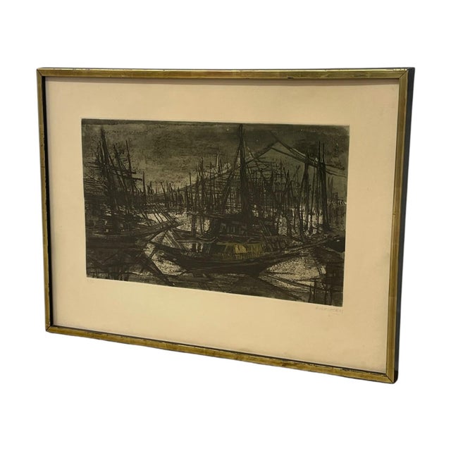 Mid-Century Modern Late 20th Century Signed Limited Edition Harbor Boats Art. For Sale - Image 3 of 10
