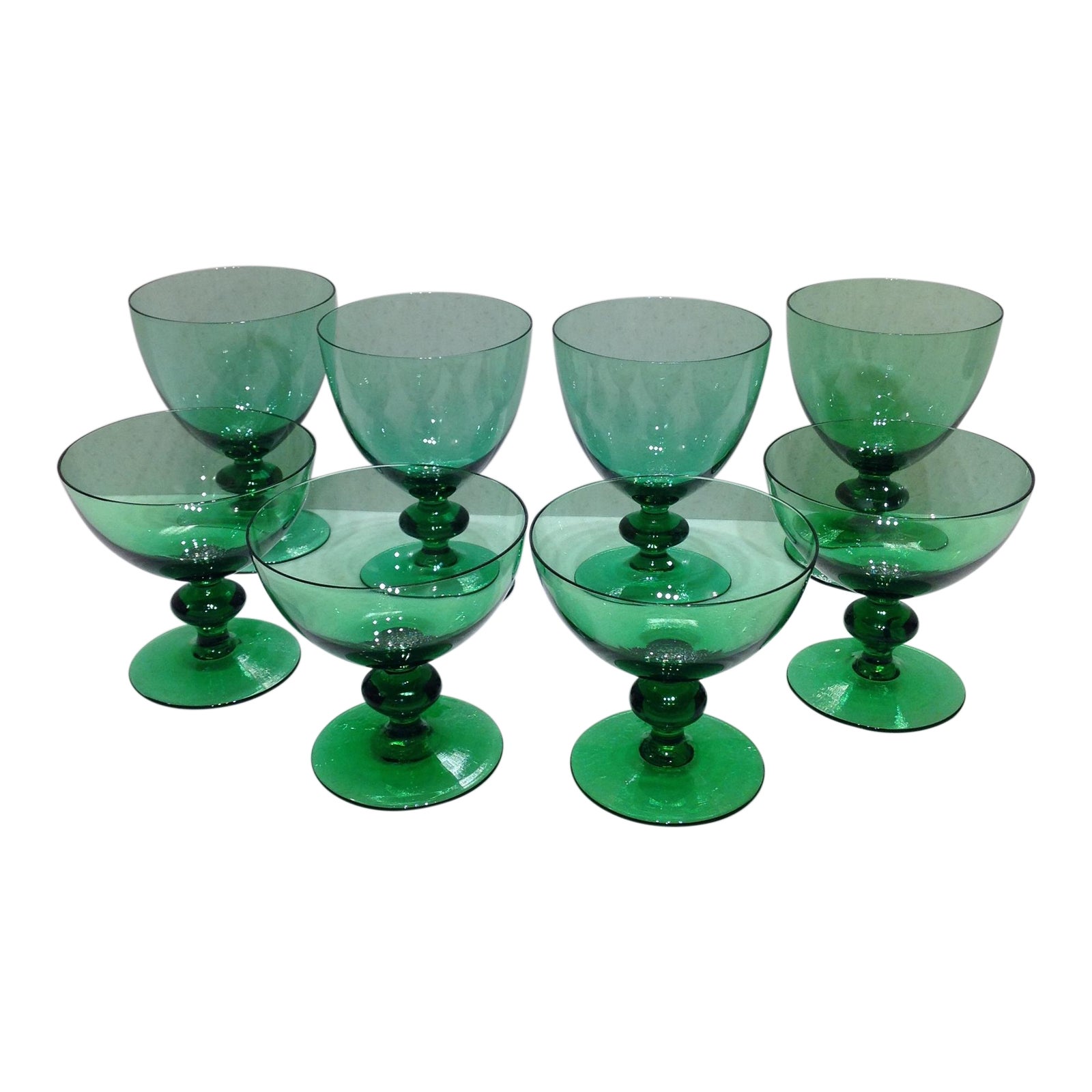 Vintage Emerald Green Crystal Stemware Set of 8 Chairish