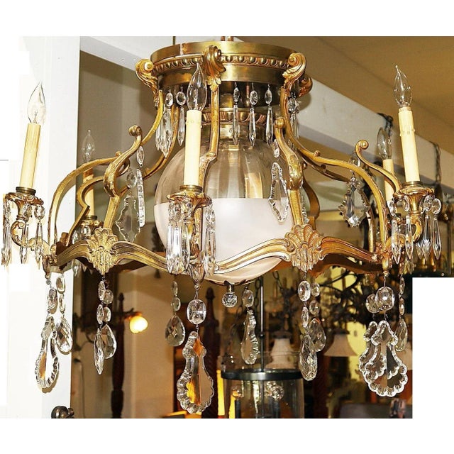 1900s French Art Nouveau Bronze Dore' Chandelier For Sale - Image 9 of 9
