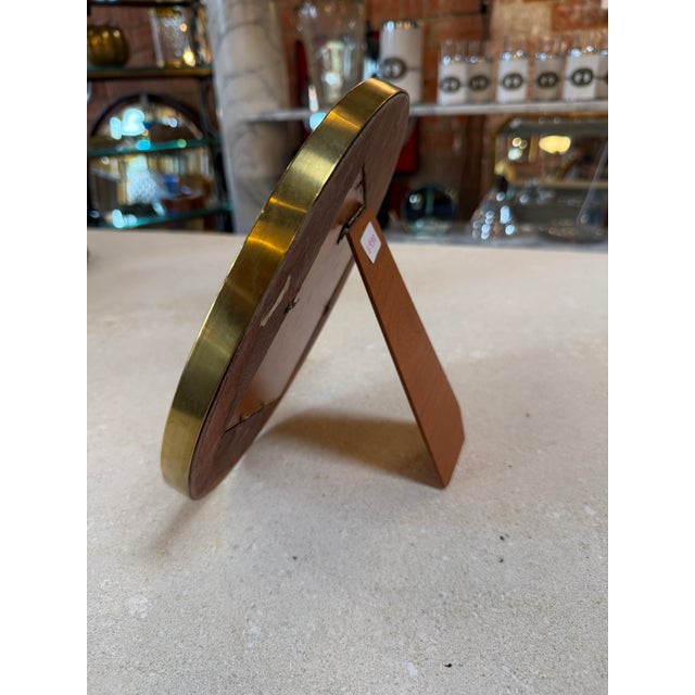 Modern Vintage Round Brass & Burl Wood Picture Frame For Sale - Image 3 of 6