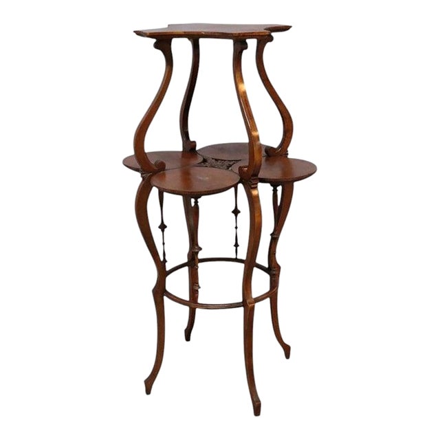 Rj Horner Carved Mahogany Cloverleaf Plant Stand C1920 For Sale