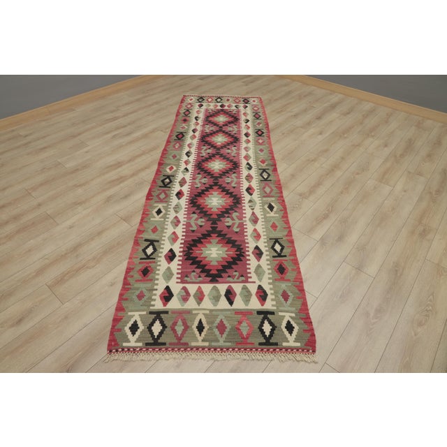 1970s Southwestern Style Handmade Red Oushak Kilim Runner Rug For Sale - Image 12 of 12