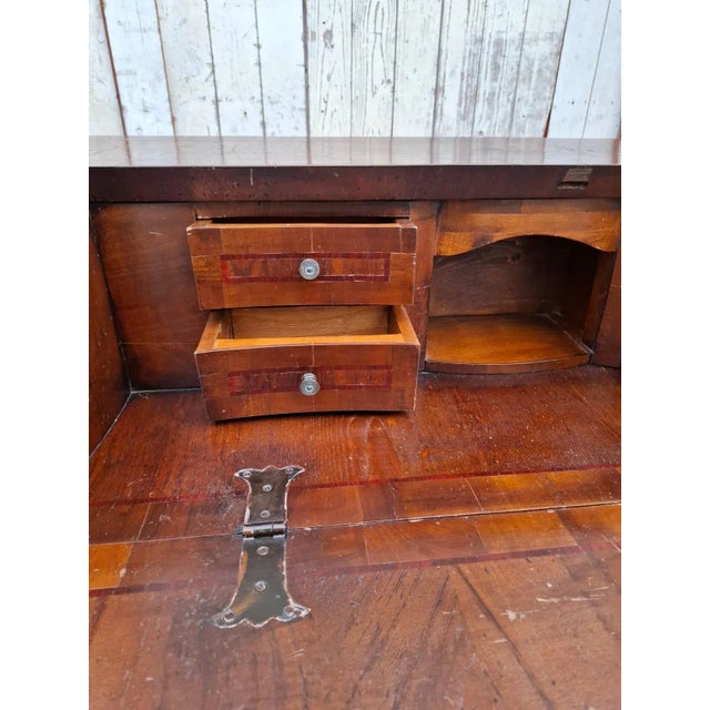 Brown Antique Baroque Revival Walnut Secretaire with Curved Drawers and Fall-Front Desk For Sale - Image 8 of 18