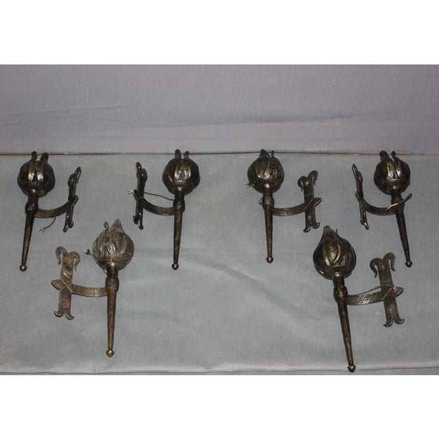 Medieval Wrought Iron Wall Sconces from Reboulet, 1970s, Set of 6 For Sale - Image 16 of 16