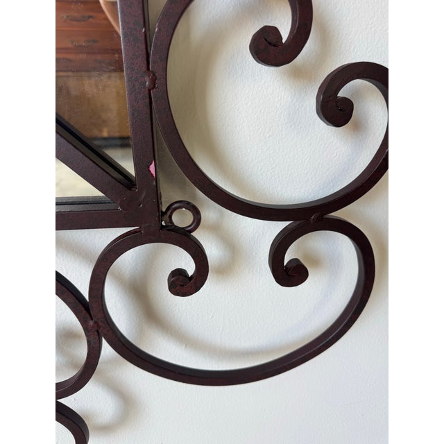 Large- Vintage Hollywood Regency Style Ornate Iron Wall Mirror/ Sold For Sale - Image 9 of 12