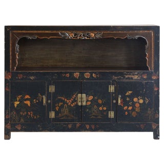 Antique Black Painted Display Cabinet For Sale