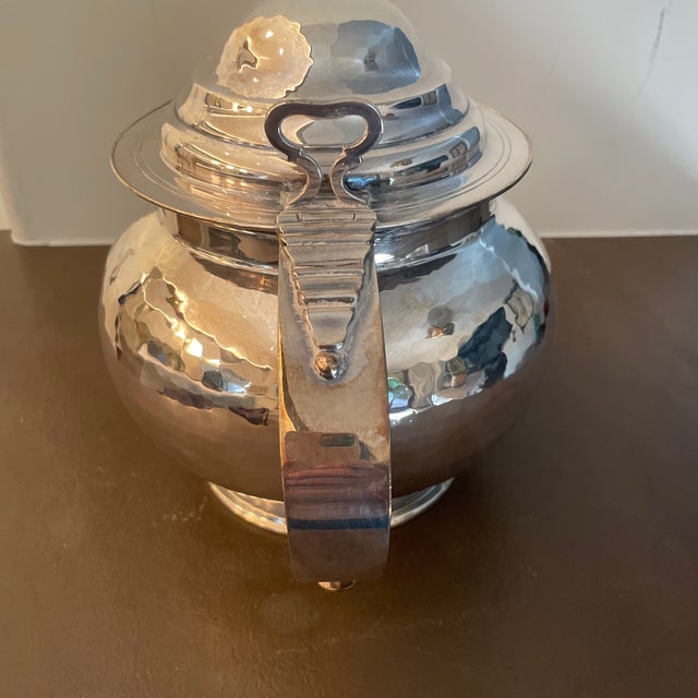 Barker Ellis 1787 King George III Shilling Hammered Silverplate Lidded Pitcher - Menorah England Mark For Sale - Image 4 of 10