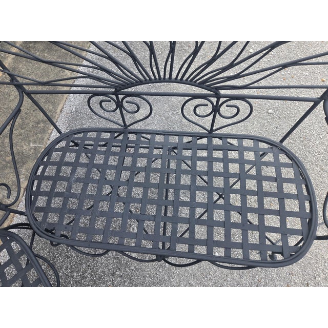Black 1950s Wrought Iron Salterini Style Peacock Benches - Set of 2 For Sale - Image 8 of 9