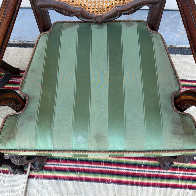 Wood Antique Pair of Flemish Heavily Carved Ebonized Armchairs, Circa Mid-19th Century For Sale - Image 7 of 12