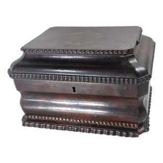 19th Century English Regency Sarcophagus Form Tea Caddy Box With Mahogany Veneer For Sale